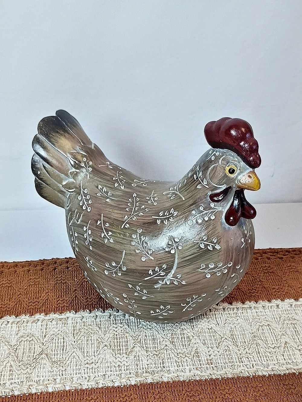 Homegoods Chicken Figurine Home Kitchen Brown & White Decor Farmhouse